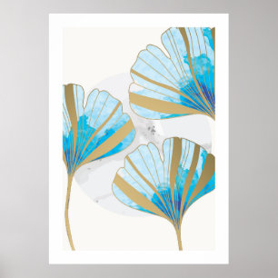 Gold tropical leaves poster