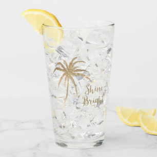  Gold Tropical Palm Tree Shine Bright Glitter Glass