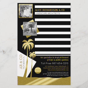Gold Tropical Palm Trees Beach Instagram Photos Stationery