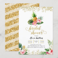 Gold Tropical Pineapple Bridal Shower Invitation