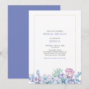 Gold & Tropical Succulents Bridal Brunch Shower In Invitation
