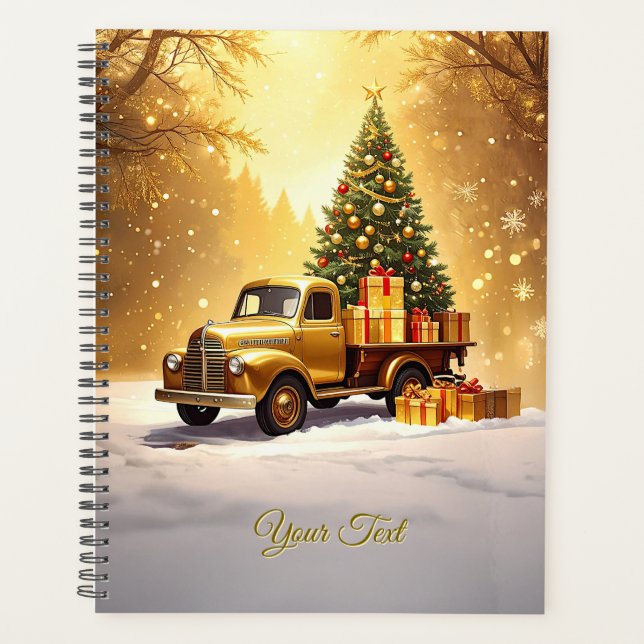 Gold Truck Christmas Tree Holiday Planner (Front)