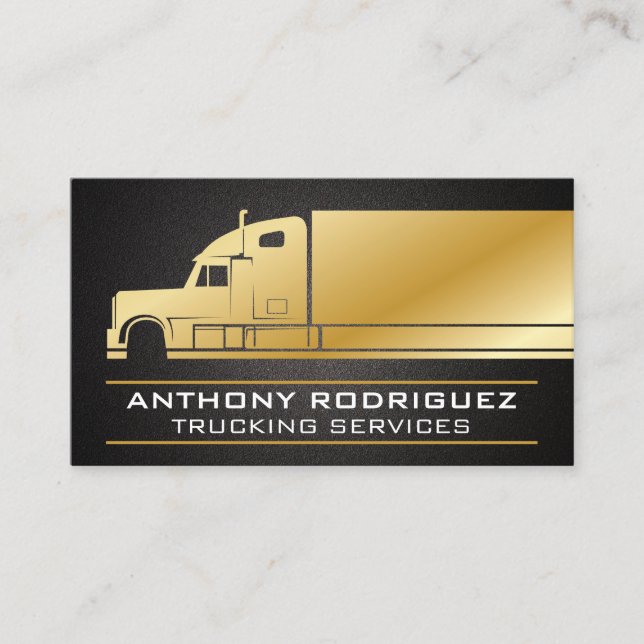 Gold Truck Illustration | Trucking Business Card (Front)