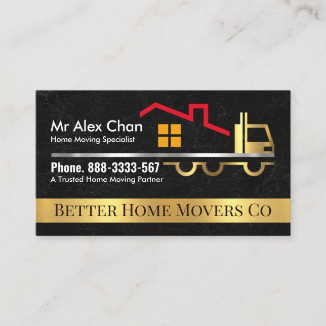 Gold Truck Moving Home Business Card (Front)