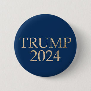 Gold Trump 2024 on Blue 2 Inch Round Button
