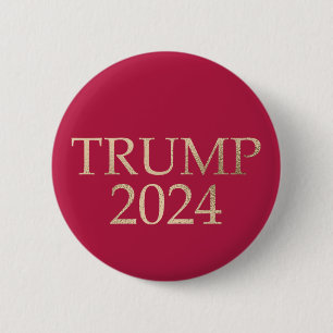 Gold Trump 2024 on Red 2 Inch Round Button