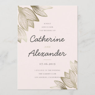 Gold Tulip Blossoms Wedding Invitation
