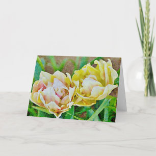 Gold Tulip Flowers Floral Art Note Card