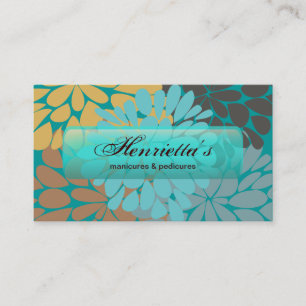 Gold Turquoise Abstract Floral Fine Art Business Card