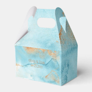 Gold Turquoise Abstract Name Modern Wedding Favor Box