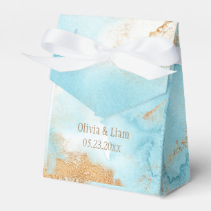Gold Turquoise Abstract Name Modern Wedding Favor Box
