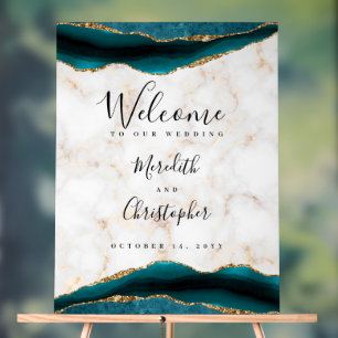Gold Turquoise Agate Marbre Mariage Bienvenue