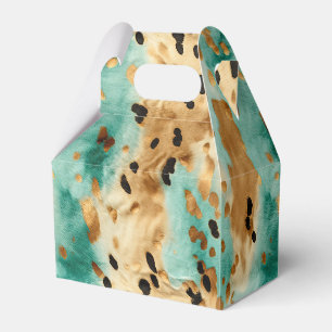 Gold Turquoise Black Animal Print Favor Box