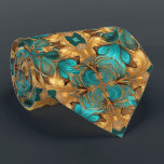 Gold Turquoise Blue Fractal mandelbrot Tie<br><div class="desc">This design may be personalized in the area provided by changing the photo and/or text. Or it can be customized by choosing the click to customize further option and delete or change the colour of the background, add text, change the text colour or style, or delete the text for an...</div>