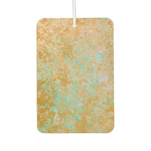 Gold & Turquoise Blue Patina Alcohol Ink Abstract Air Freshener
