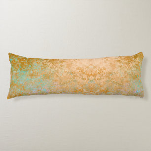 Gold & Turquoise Blue Patina Alcohol Ink Abstract Body Pillow