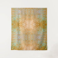 Gold & Turquoise Blue Patina Alcohol Ink Abstract