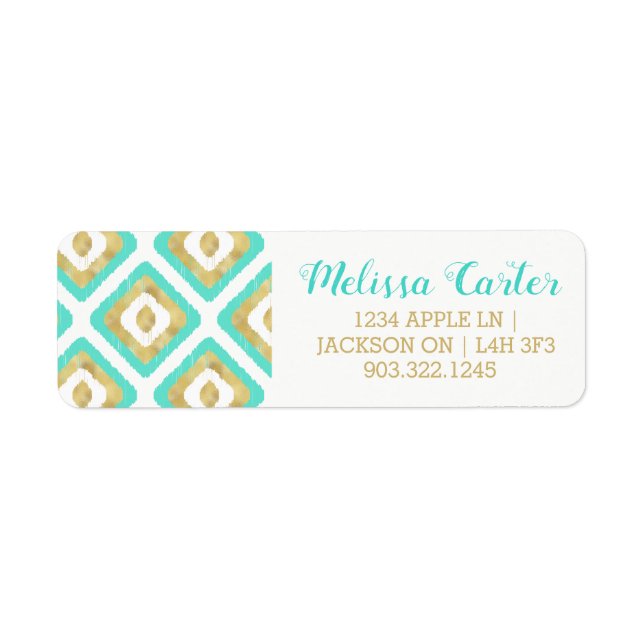 Gold & Turquoise Chic Ikat Motif (Devant)
