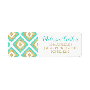 Gold & Turquoise Chic Ikat Pattern