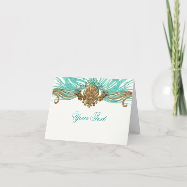 Gold & Turquoise Sea Shell Glam Beach Merci (Devant)