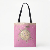 Gold Turtle Glitter Personalized on Pink