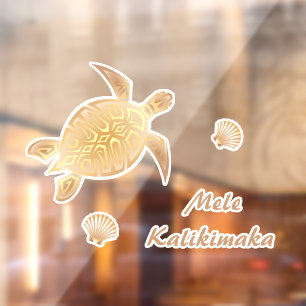 Gold Turtles Mele Kalikimaka Window Cling