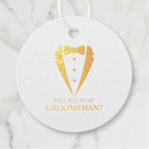 Gold Tuxedo Suit Personalized Groomsman Proposal Favour Tags