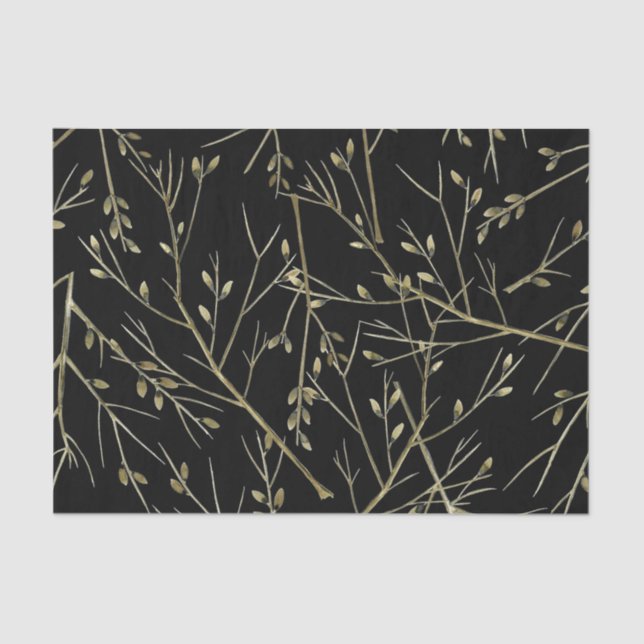 Gold Twigs on Black Tissue Paper (Front)