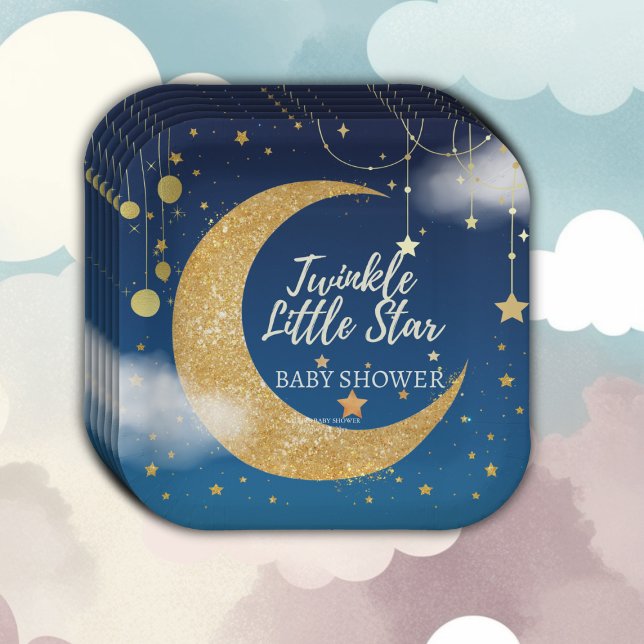 Gold Twinkle Little Star Dreamy Baby Shower Paper Plate (Creator Uploaded)