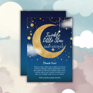 Gold Twinkle Little Star Dreamy Baby Shower Thank You Card