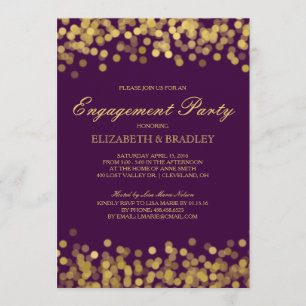 Gold Twinkle Modern Bridal Engagement Party Invitation