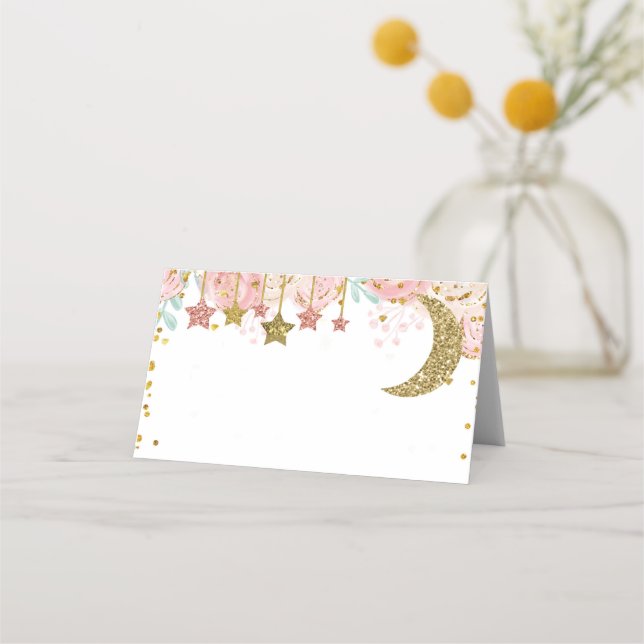 Gold twinkle twinkle Baby Shower Blank Place card (Back)