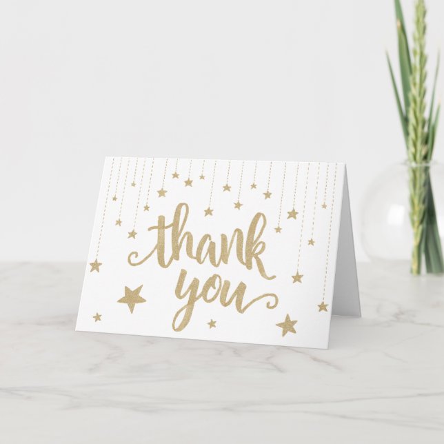 Gold Twinkle Twinkle Little Star Thank You Card (Front)