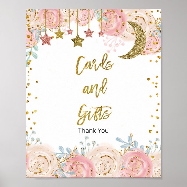 Gold twinkle twinkle star Cards and Gifts Sign (Front)