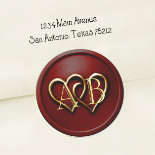 Gold Two Hearts Intertwined Wedding Gold Classic Round Sticker