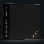 Gold Two Letter Script Monogram Black Binder<br><div class="desc">Gold Two Letter Script Monogram Black 3 Ring Binder that is simple and minimal. Elegant design perfect for the Fashion Designer to compile illustration sketches to show clients.</div>
