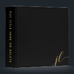 Gold Two Letter Script Monogram Black Binder<br><div class="desc">Gold Two Letter Script Monogram Black 3 Ring Binder that is simple and minimal. Elegant design perfect for the Fashion Designer to compile illustration sketches to show clients.</div>