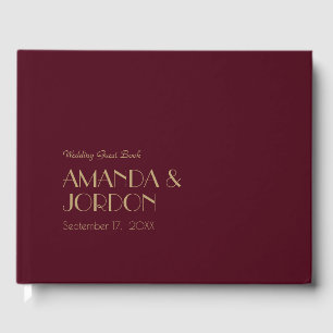 Gold Type Deco   Burgundy Wedding Guest Book