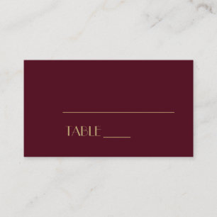 Gold Type Deco   Burgundy Wedding Place Card