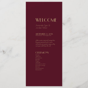Gold Type Deco   Burgundy Wedding Program