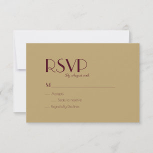 Gold Type Deco Burgundy Wedding RSVP Card
