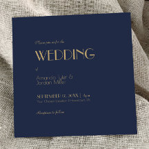 Gold Type Deco | Dark Navy Square Wedding