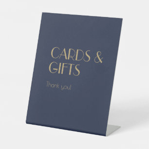 Gold Type Deco   Dark Navy Wedding Cards and Gifts Pedestal Sign