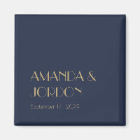 Gold Type Deco | Dark Navy Wedding Magnet