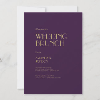 Gold Type Deco | Dark Purple Wedding Brunch Invitation