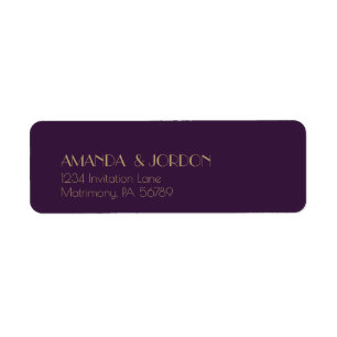 Gold Type Deco Dark Purple Wedding Return Address