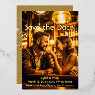 Gold Type Save the Wedding Date Foil Invitation