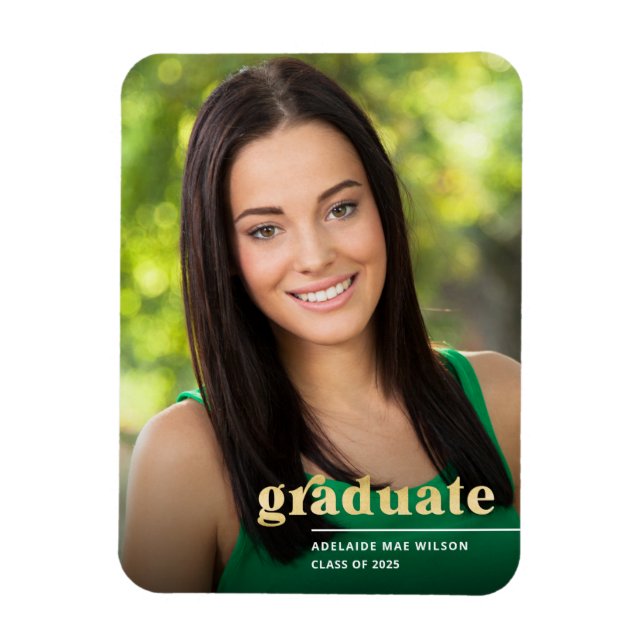 Gold Typography 2025 Photo Graduate Announcement Magnet (Vertical)