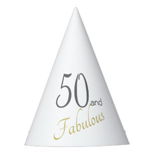 Gold typography 50th Birthday 50 and Fabulous Party Hat
