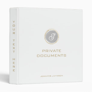 Gold Typography Gray Watercolor Monogram Name Binder